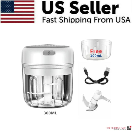 Kitchenova Electric Mini Garlic Chopper – USB Rechargeable 300 ml Food Processor