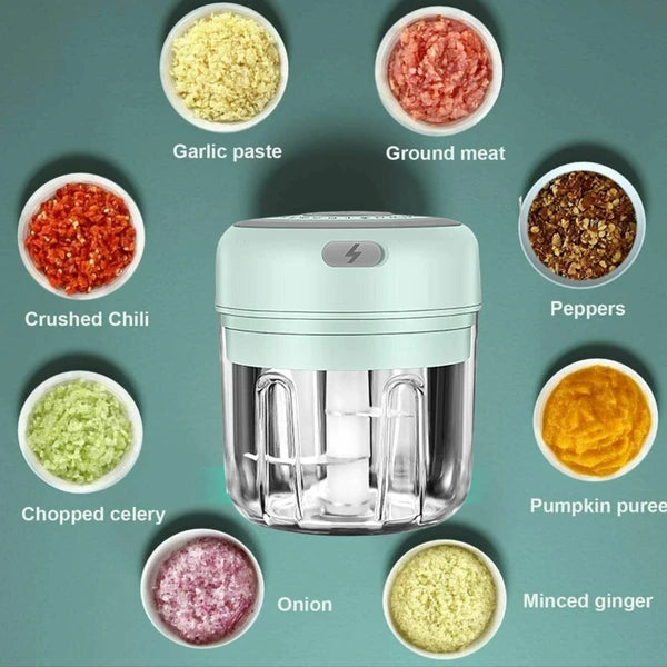 Kitchenova Electric Mini Garlic Chopper – USB Rechargeable 300 ml Food Processor