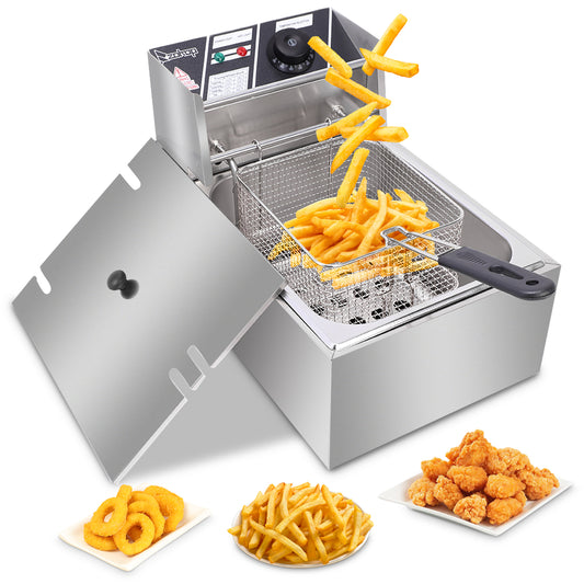Kitchenova Electric Fryer Silver Stainless Steel Single Cylinder